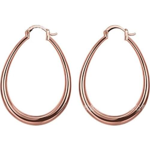925 Sterling Silver colorJewelry Wholesale Rose gold Carved Jewelry Small U-Shaped Smooth Earrings Foreign Trade Fashion 44X33MM