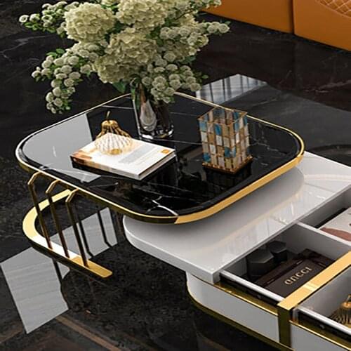 Light luxury Nordic coffee table TV cabinet combination set living room modern minimalist multifunctional marble small apartment