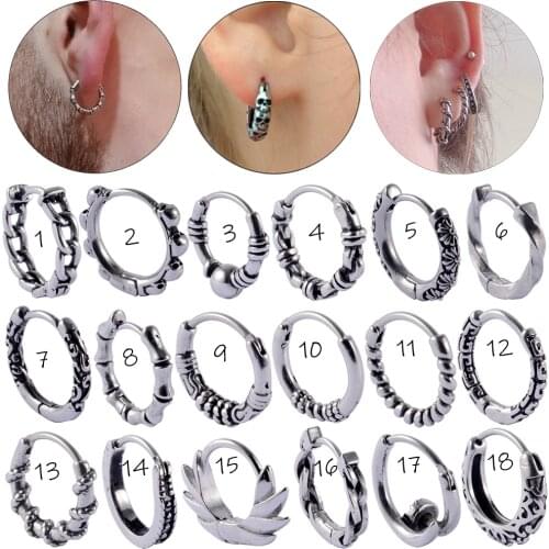 1PC Vintage Silver Earring For Women/Men Small Hoop Rings Ear Bone Cartilage Helix Punk Septum Nose Ring Loop Piercing Jewelry