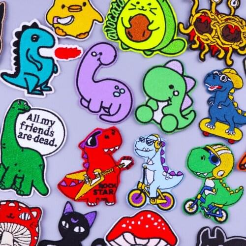 Cartoon Dinosaur Patches For Clothing Thermoadhesive Patches Cute Animal Embroidery Patch DIY Iron on Patches on Clothes Appliqu