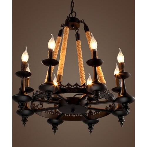 Chandelier Lighting Lampadari Vintage Lustre Iron Chandeliers E14 LED Bulbs Ac 90-260V Loft Chandelier Black For Living Room