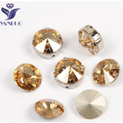 YANRUO 1122 Rivoli High Quality K9 Crystal Golden Shadow GSHA Rhinestones For Clothing Sewing Crystal Glass Gems Stones