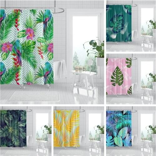 Tropical Leaves Shower Curtain Bathroom Waterproof Polyester High Quality Shower Curtains For Bathtub Decor With Hooks