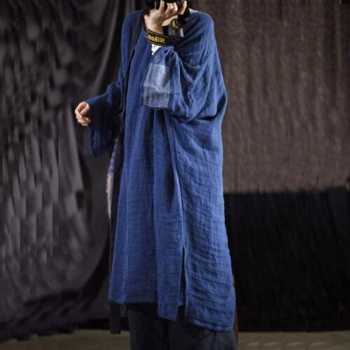 Women Loose Spring Autumn Plus Size V Neck Dress Ladies Robe Dresses Female 2021 Linen Dress