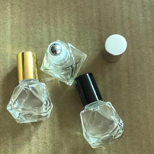 1/4PCS 8ml Pentagram Frosted Glass Essential Oil Roller Bottles with Metal Ball Perfumes Balms Sample Roller Bottle