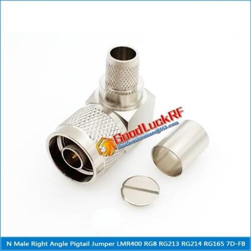 1X Pcs L16 N Male 90 Degree Right Angle Plug Crimp for LMR400 RG8 RG213 RG214 RG165 7D-FB Cable RF Coax Connector Socket Brass
