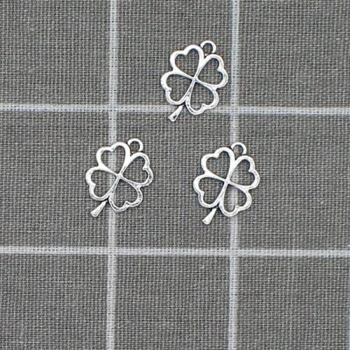 12pcs 17*25mm Charms Connection Alloy Jewelry Accessories Four Leaf Clove Charm Hollow Glue Blank Pendant Tray Bezel X1804