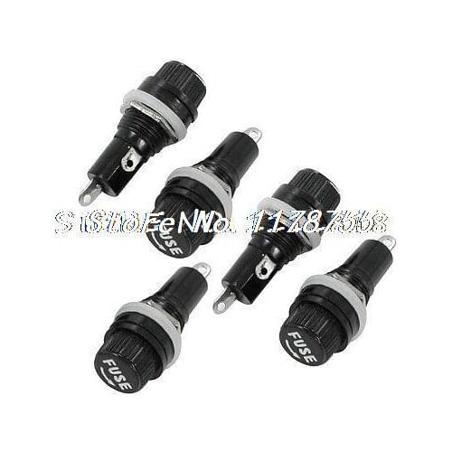 5 Pcs 5 x 20mm Thread Connecting Panel Mounted Fuse Holder