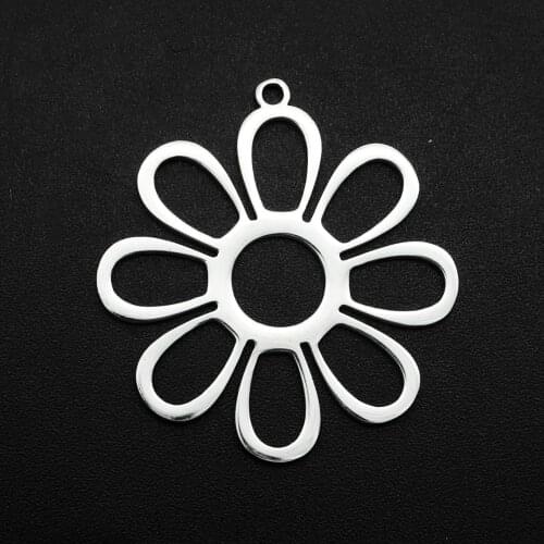 5pcs/lot 100% Stainless Steel 20x31mm Sun Flower DIY Charm Pendant Wholesale Jewelry Bracelet Making Charms Top Quality Necklace