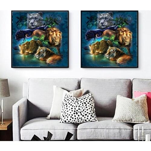5D DIY Diamond Embroidery Full Diamond Painting Cross Stitch Kits Home Decor Diamond Mosaic Animal Picture Tiger Lion Leopard