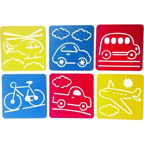 6Pcs Children Multi Shaped Plastic Rulers Painting Drawing Template Stencil Learning Art Tools Drawing Toy For Kids Children