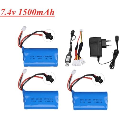 7.4V 1500mAh 18650 lipo Battery for WPL MN99S D90 U12A S033g Q1 H101 Rc Boats Cars Tanks Drones Parts
