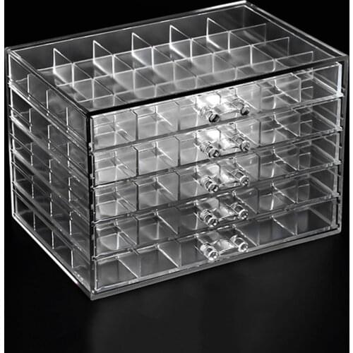 5 Layers Acrylic Drawer Clear Storage Box Nail Polish Rack Makeup Organizer Nail Art Rhinestone Jewelry Nail Art Manicure Box