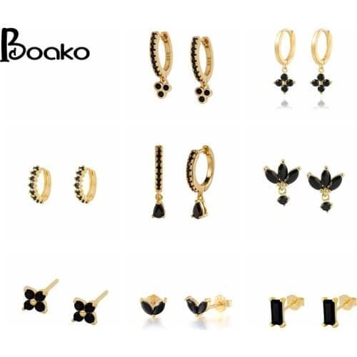 BOAKO Pendientes Plata 925 Earrings For Women Zircon Style Earrings Dangle Gold/Silver Jewelry Ear Piercing Mom Gift Серьги #20