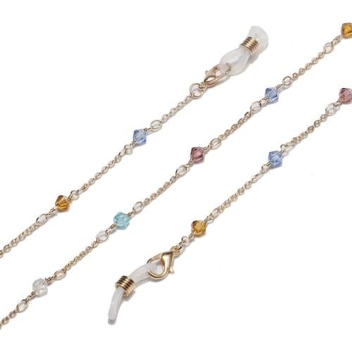 Handmade Colorful Crystal Glasses Strap Mask Lanyard Fashion Sunglasses Chain Necklace Rope