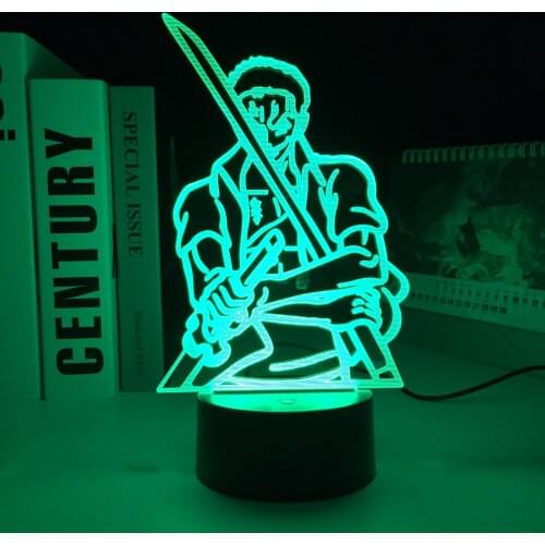 Anime Figure Zoro 3D Touch Sensor Colorful Nightlight Child Birthday Gift Night Light Bedroom Decor Light Zorro LED Lamp