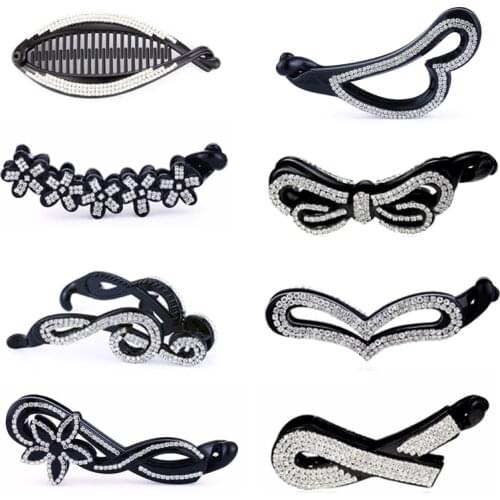 Crystal Banana Barrettes Plastic Fish Shape Long Hair Claw Clips Women Ponytail Holder Hairpins Hair Accessories Headdress