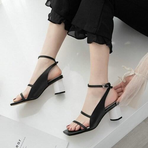 EshtonShero Woman Shoes Pumps Square High Heel Square Toe Slip On Platform Summer Black Ladies Wedding Shoes Size 3-8