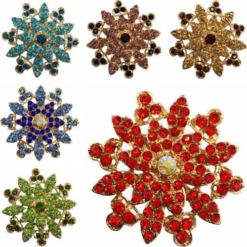 Mixed Colors Crystal Flower Brooches for Women Brooch Pin Fashion Dress Coat Accessories Cute Jewelry BRO36