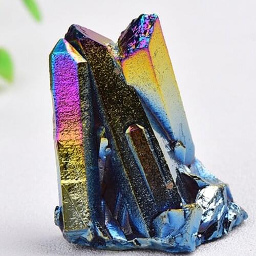 Natural Crystal Cluster Electroplate Quartz Health Healing Stone Crystal Point Specimen Home Decor Ornaments Aquarium Collectio