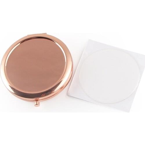 Round Compact with match epoxy sticker Blank Plain rose gold Colour DIY set