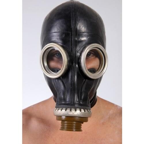 100% Natural Latex FULL RUBBER GASMASK Fetish Cosplay Suffocation Mask Head Hood
