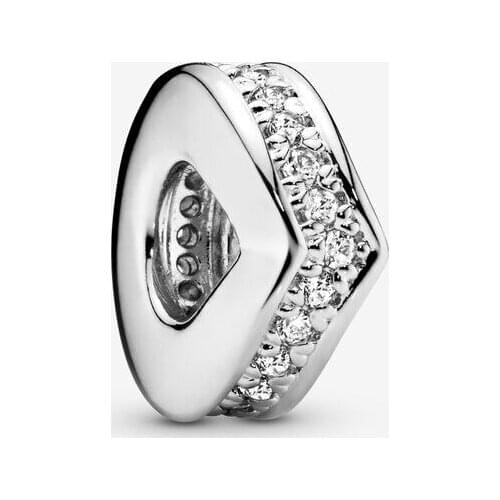 Shimmering Wish Spacer Charm Fits for Pandora Bracelets Original 925 Sterling Silver Clear CZ Metal Beads for Jewelry Making