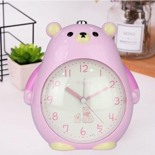 New Product Cartoon Bear Child Student Gift Clock, Bedroom Bedside Night Light Silent Snooze Alarm Clock