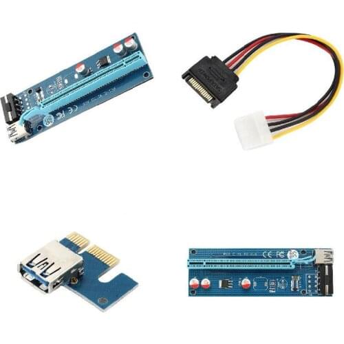 60CM PCIE 1X To 16X PCI Express Riser Card For Miner Machine Overcurrent Protection USB Cable SATA To 4 Pin Power Cord DJA88