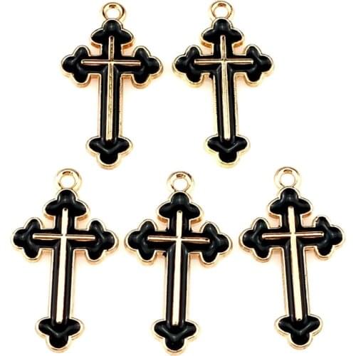 5pcs/lot Light Gold Beauty Cross Pendant Jewelry Finding Making 22213