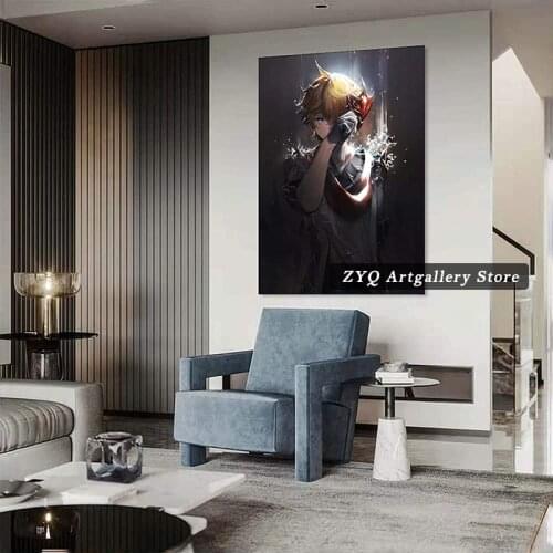 Anime Posters Tartaglia Genshin Impact Canvas Art Poster and Wall Art Picture Print Modern Family Bedroom Decor Posters