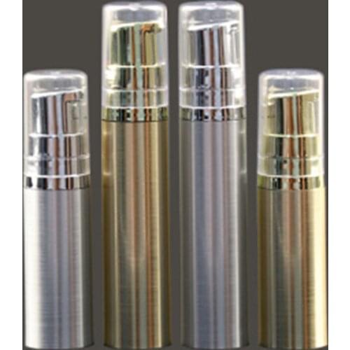 1pcs 5ml 10ml Empty Airless Vacuum Pump Bottle Refillable Plastic Lotion Cosmetic Lotion Container For Travel Silver Gold Color