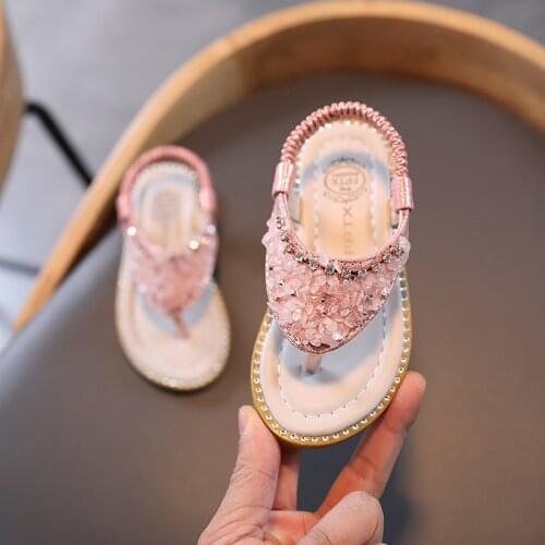 Summer Fashion Girls Sandals Toddler Infant Kids Slip On Crystal Single Princess Roman Shoes For Children Girls Slipper