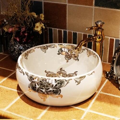 Chinese Jingdezhen Art Counter Top ceramic traditional basin bowls