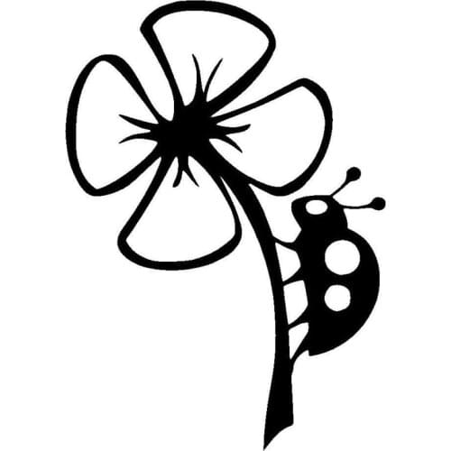 Lady Bug on Flower Vinyl Car Styling Car Sticker Auto Parts 12.4cm*17.4cm