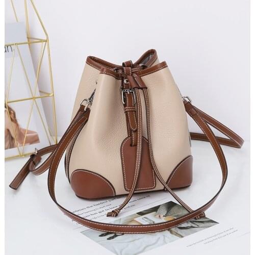 Brand Designer Genuine Leather Bucket Crossbody for Women 2021 Summer Female Vintage Fashion Shoulder Bag Lady Luxury Handbags