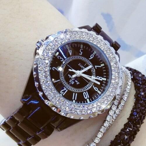 Diamond Watches Woman 2021 Famous Brand Black Ceramic Watch Women Strap Womens Wristwatch Rhinestone Women Wrist Watches 2022