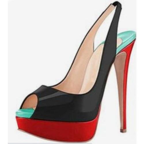 Moraima Snc Mixed Colors Peep Toe High Heel Shoes Sexy Slingback Platform Pumps Women Slip On Party Dress Shoes