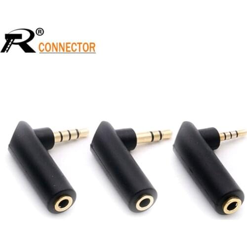 1pc Gold-plated Connector 3.5 jack Right Angle Female to 3.5mm 4Pole Male Audio Stereo Plug L Shape Jack Adapter Connector