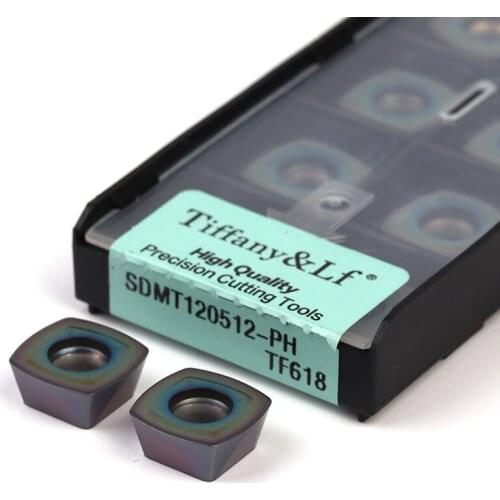 10Pcs SDMT120512-PH TF618 SDMT150512-PH TF618 CNC Lathe Turning Tools Color Carbide Insert Machining Peptide Alloy Quench Pieces