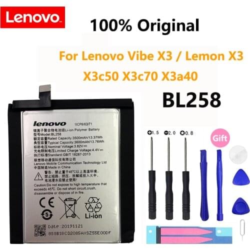 100% Original Real 3600mAh BL258 Battery For Lenovo Vibe X3 / Lemon X3 X3c50 X3c70 X3a40 Rechargeable Phone Batteries Bateria