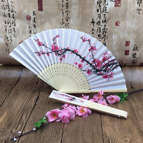 100pcs/Lot Wedding Date&Names Plum Flower Chinese Silk Hand-made Bamboo Fans lin3820