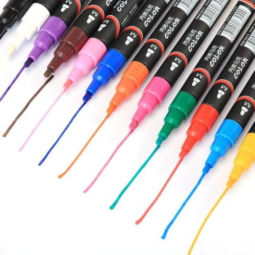 12Colors/Set Acrylic Double Lines Art Markers Out Line Pen Stationery Art Drawing Pens Scrapbooking By Kevin&sasa Crafts