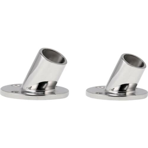 Lots Of 4 Hand Rail Fittings 60 Degree 1" Pipe Round Base Stainless Steel Boat