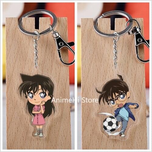 20 pcs/lot Detective Conan Acrylic Keychain Toy Case Closed Figure Mouri Ran Bag Pendant Key Ring Gifts