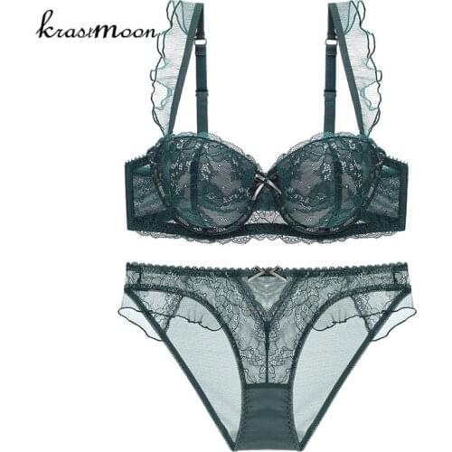 2021 Fashion Autumn and Winter Underwear Female Sexy Lace Adjustable Bra Set Padded Insert Fungus Lace Push Up Bra Set BS76