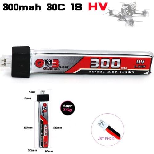 3/5PCS GAONENG GNB HV 3.8V 300mAh 30C 60C 1S Lipo battery PH2.0 Plug for UK65 US65 obula7 Tiny whoops BetaFPV URUAV UR65 RC Dron