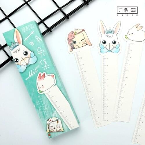 30pcs/Box kawaii cartoon rabbit girl stationery bookmarks reading newspapers and periodicals mark labels school office bookmarks