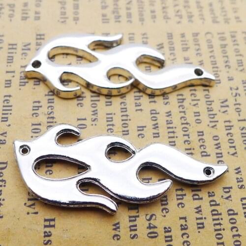4 Pieces 16*39mm Mixed Alloy Antique Silver Color Raging Fire Charms Vintage Bracelet Pendant Accessory For DIY Jewelry Making