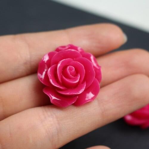 5Pieces 25mm Camelia Artificial Coral beads Large Coral flower beads Cabochon Hot pink color for Jewelry making